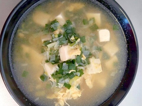 簡単・豆腐とニラの中華風スープ